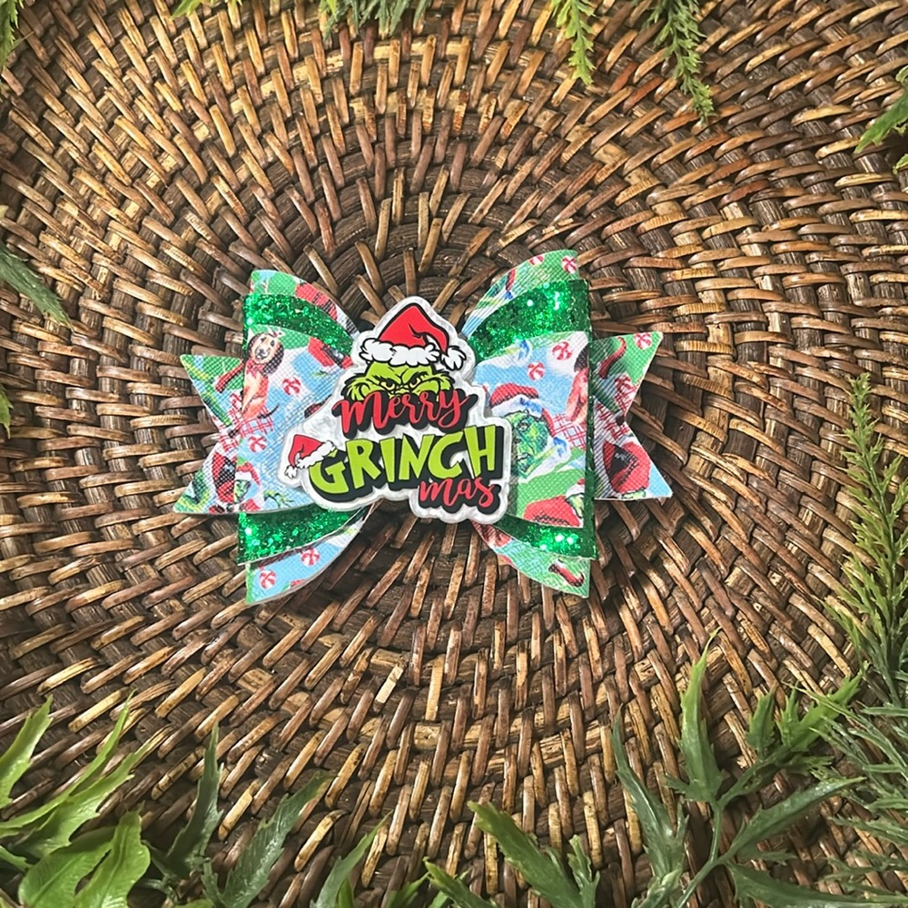 Handmade Grinch hairbow